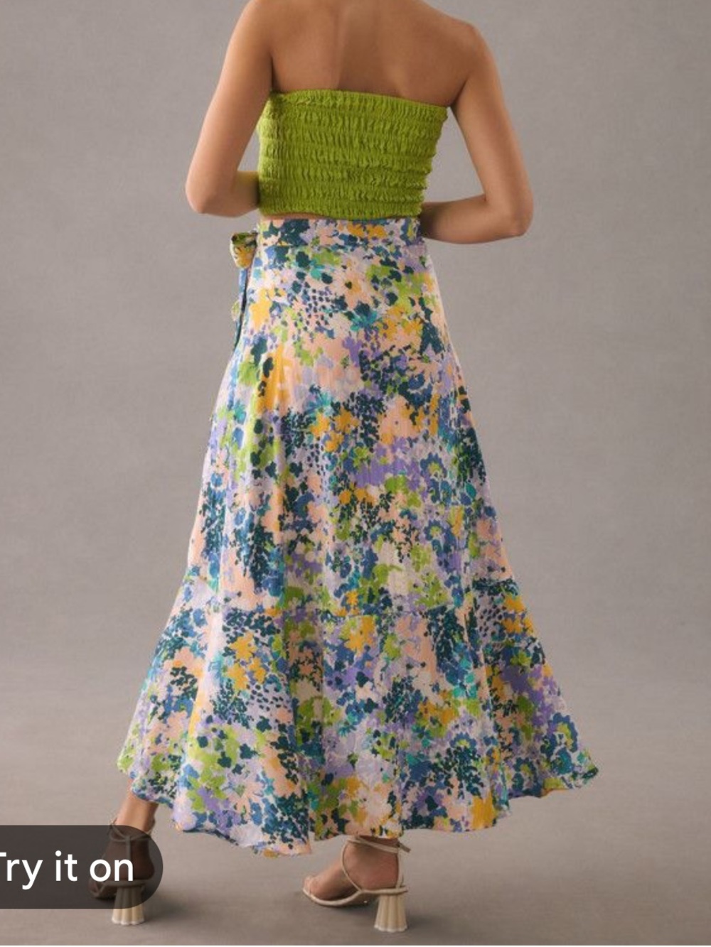Maeve Anthropologie Ruffled Wrap Maxi Skirt In
Green Floral size Large - Picture 2 of 15